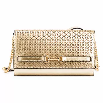 Michael Kors Damen Jet Set Charm Umhängetasche, Signature Logo Canvas, Gold-Tone Hardware