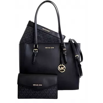 MICHAEL KORS Damen Jet Set Travel Large Saffiano Leder Tote Bag 35R3GCFT3TBLA Schwarz