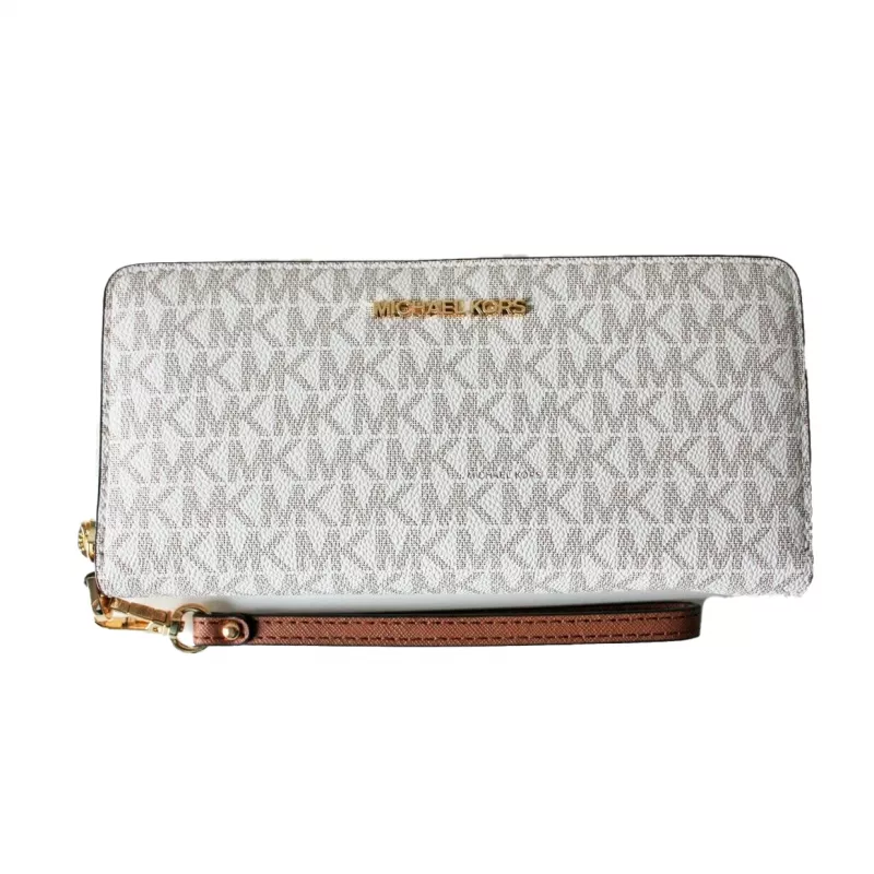 Michael Kors Damen Jet Set Travel Trifold Geldbörse aus Signature Coated Canvas, Gold-Tone Hardware - 35F8GTVT3BVNL