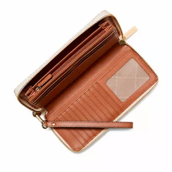 Michael Kors Damen Jet Set Travel Trifold Geldbörse aus Signature Coated Canvas, Gold-Tone Hardware - 35F8GTVT3BVNL