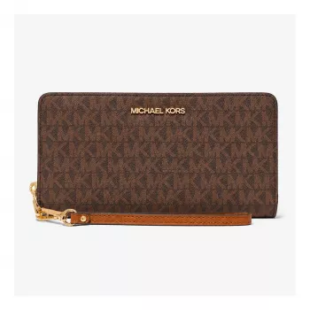 MICHAEL KORS Women's Jet Set Travel Wristlet in Brown Signature Canvas - 35S6GTVE9BBRO