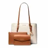Michael Kors Damen Saffiano Leder Taschen-Set – Tote und Pouch (Vanille) – Modell 35F3GCFT9TVAN