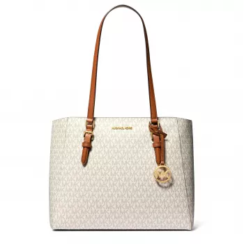 Michael Kors Damen Saffiano Leder Taschen-Set – Tote und Pouch (Vanille) – Modell 35F3GCFT9TVAN