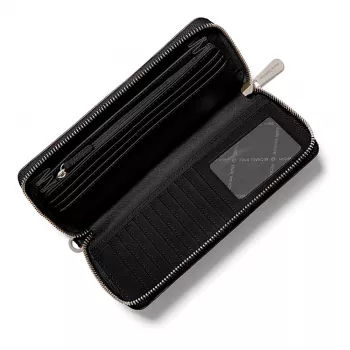 MICHAEL KORS Damen Saffiano Leder Geldbörse & Handyhülle mit Reißverschluss, Schwarz (Jet Set Travel) - 35S6STVE9LBLA