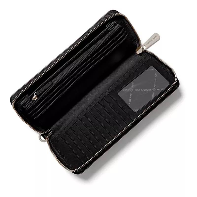 MICHAEL KORS Damen Saffiano Leder Geldbörse & Handyhülle mit Reißverschluss, Schwarz (Jet Set Travel) - 35S6STVE9LBLA