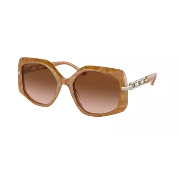 Michael Kors Damen-Sonnenbrille MK217739153B5 Dunkle Schildpatt-Fassung Braune Verlaufsgläser 56mm