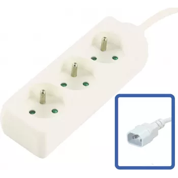 MicroConnect 3-fach Französische Typ E Steckdosenleiste mit Schalter, Überlastschutz & Kindersicherung, 1,5m Kabel, Weiß (MC-PS030150FRUPSW)