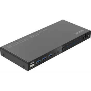 MicroConnect 4K@60Hz HDMI KVM-Switch 4x1 mit 4K60 4:4:4, USB 3.0 Hub, Audio, Metallgehäuse (MC-HDMIKVM0401-USB3-4K)