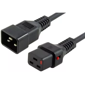 MICROCONNECT Locking Netzkabel C20 auf C19, 2,5m, 16A, Schwarz