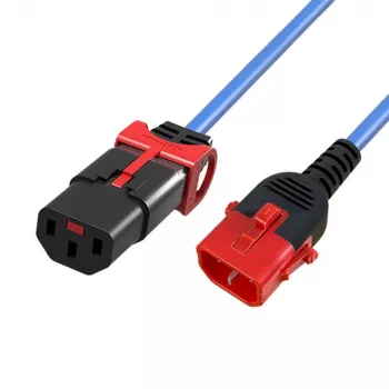 MICROCONNECT Netzkabel C13 IEC Lock+ - C14 1,5m Schwarz
