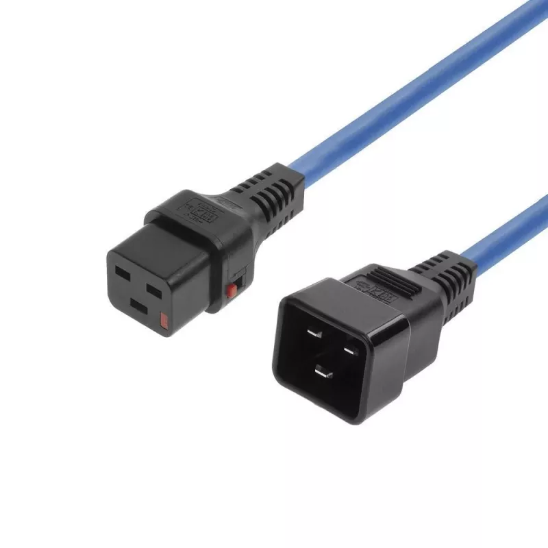 MICROCONNECT Netzkabel C19 IEC Lock - C20, 2m, 16A, Verriegelndes C19 auf C20, Schwarz
