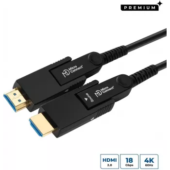 MicroConnect Premium Optic Fiber HDMI Type A Active Optical Cable, 4K, 10m, Schwarz