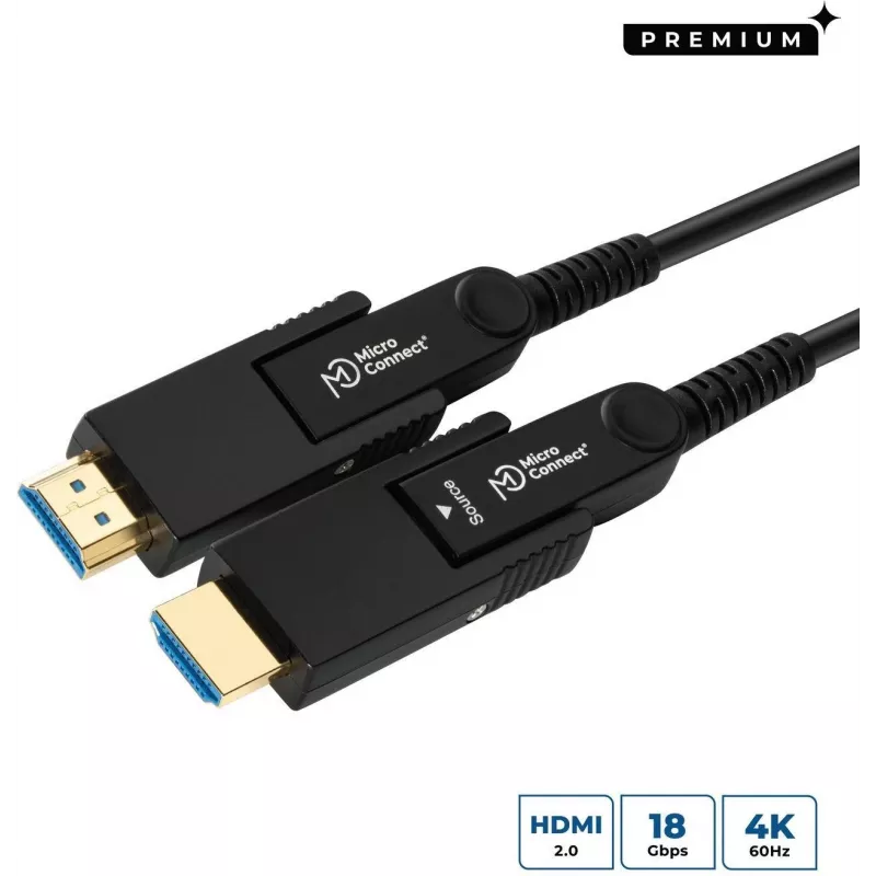 MicroConnect Premium Optic Fiber HDMI Type A Active Optical Cable, 4K, 10m, Schwarz