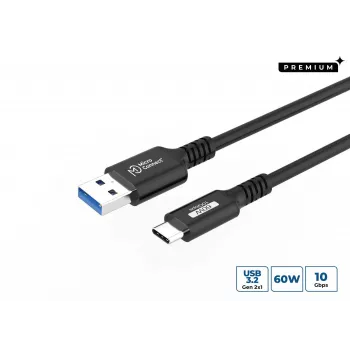 MICROCONNECT Premium USB-C auf USB-A Kabel (1m, Nylon geflochten, 5 Gbit/s, Schwarz)