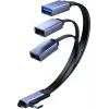 MicroConnect USB-C abgewinkeltes Splitterkabel, 3x USB-A 3.0, 0,15 m, Schwarz