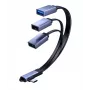 MicroConnect USB-C abgewinkeltes Splitterkabel, 3x USB-A 3.0, 0,15 m, Schwarz