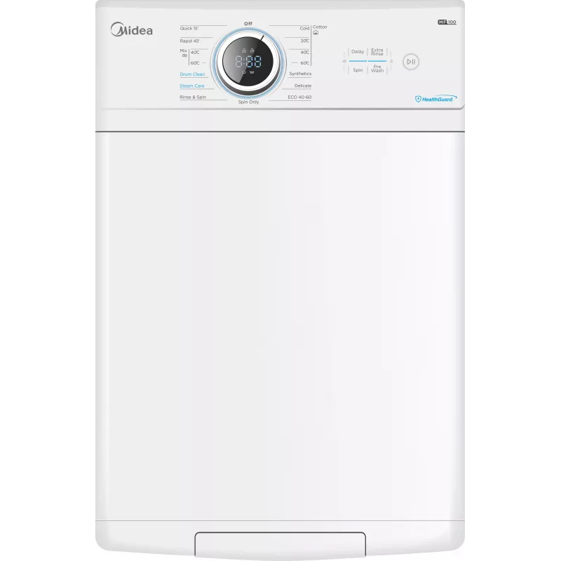 Midea MF100T70BA10/W-HR Toplader-Waschmaschine, 7 kg, 1200 U/min, Dampffunktion, Weiß