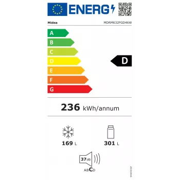 Midea Side-by-Side Kühlschrank MDRM632FGD46W, No Frost, 470 L, Edelstahl, Energieklasse D