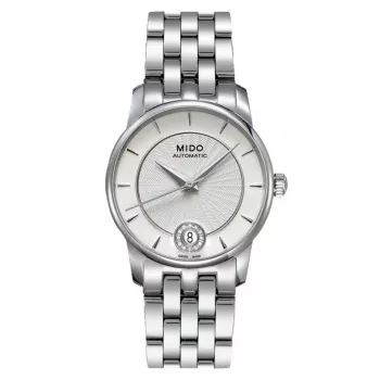MIDO Baroncelli III Damen Automatikuhr M007207110360 33mm Silbernes Zifferblatt mit Diamantindizes Edelstahlarmband