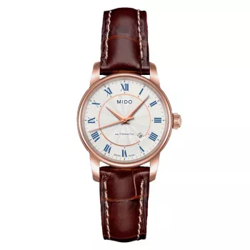 MIDO Baroncelli Lady Quarz Uhr 29mm Edelstahl mit PVD Gelbgoldbeschichtung silbernes Zifferblatt