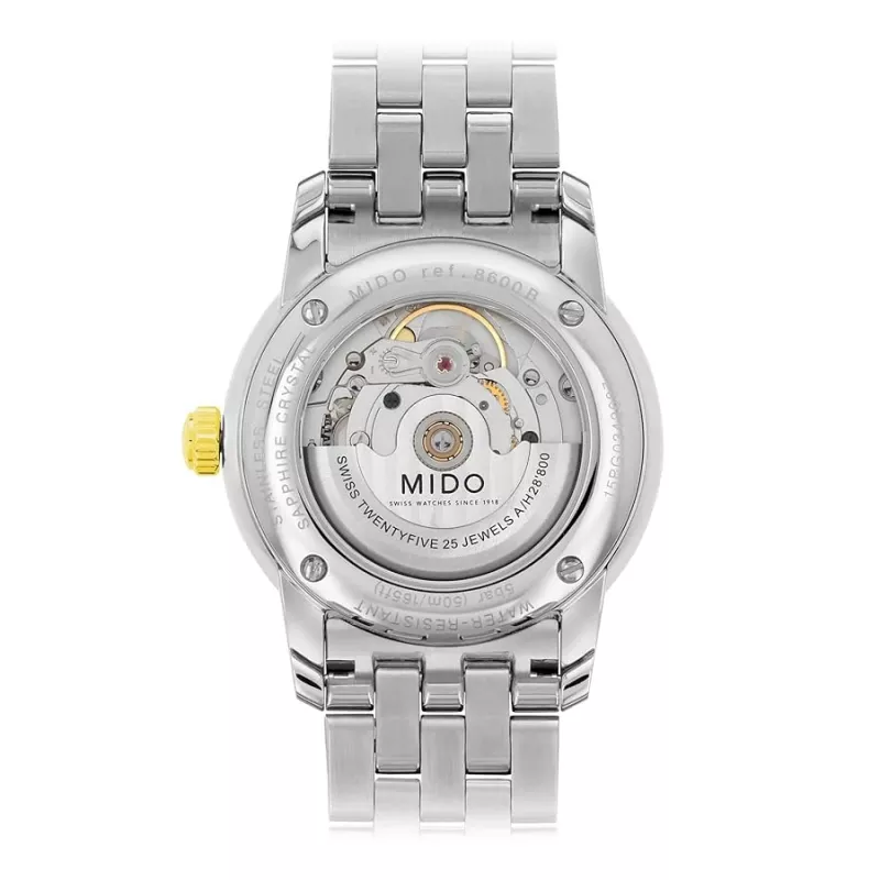 MIDO Herrenuhr M86009261 Baroncelli III 38mm Automatik Silbernes Zifferblatt Schwarzes Leder