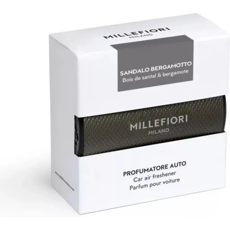 MILLEFIORI Icon Auto-Duftspender - Sandalo & Bergamotto (Lüftungsclip, nachfüllbar, 1 Stk.)