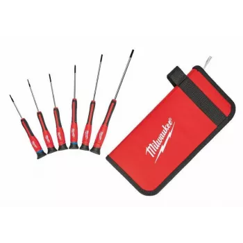 Milwaukee Präzisions-Schraubendreher-Set, 6-teilig, Phillips PH00/PH0, Schlitz 2,5/3,0/4,0 mm, Torx T10, verchromt