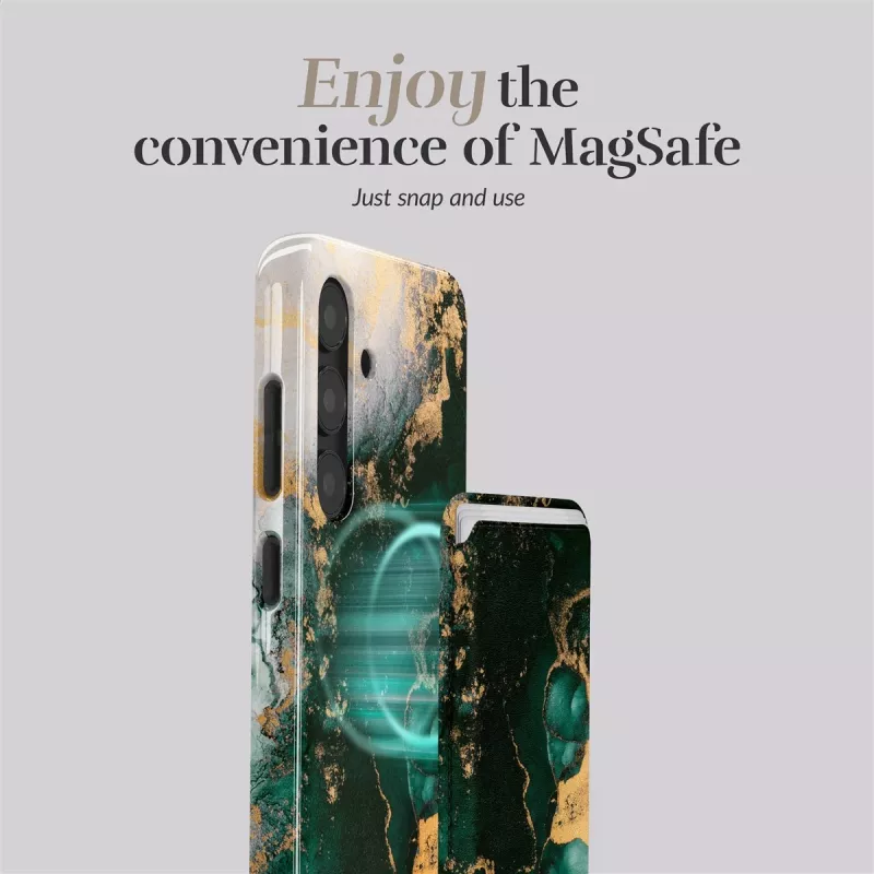 MIO Green Marble Magsafe Case Compatible Card Holder