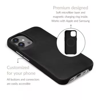 Mio Mobilize Magsafe Kompatible Premium Lederhülle für Apple iPhone 17 Pro Schwarz