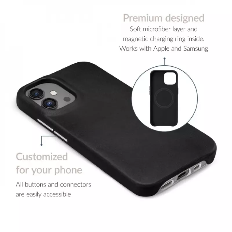 Mio Mobilize Magsafe Kompatible Premium Lederhülle für Apple iPhone 17 Pro Schwarz