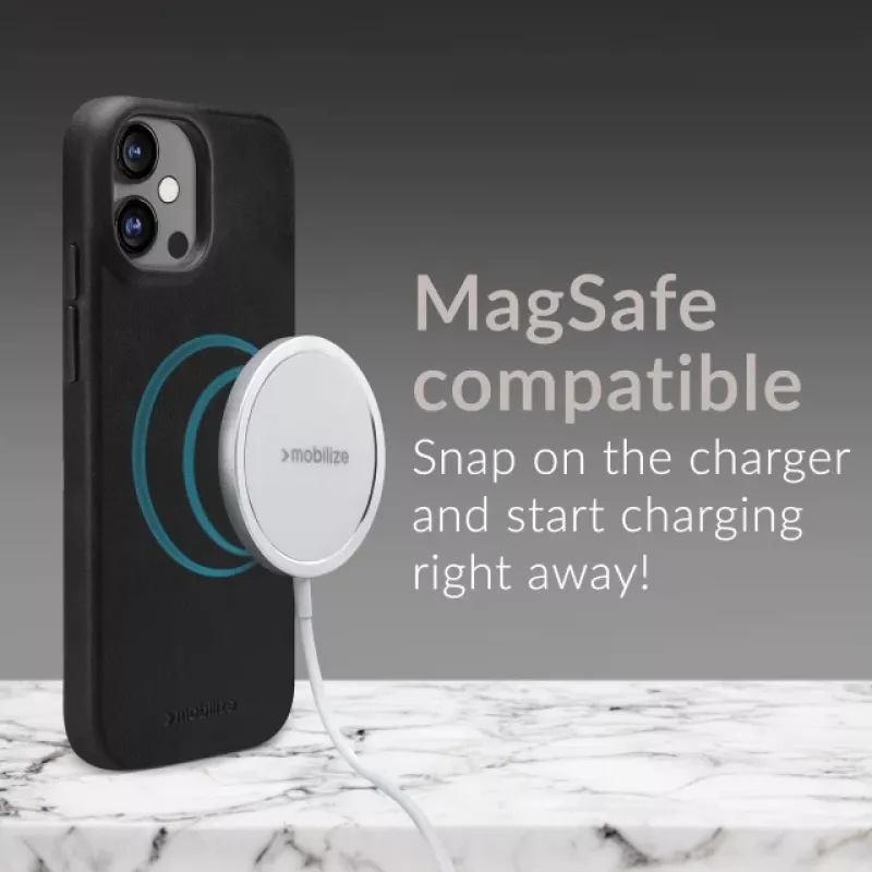 Mio Mobilize Magsafe Kompatible Premium Lederhülle für Apple iPhone 17 Pro Schwarz