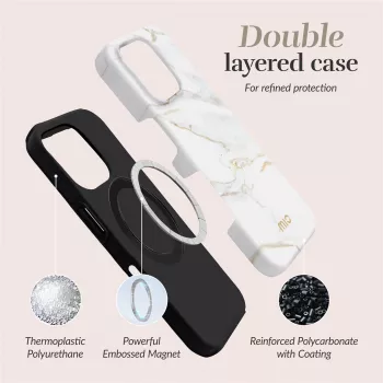 MIO White Marble Magsafe Case Kompatibel für iPhone 16 Plus