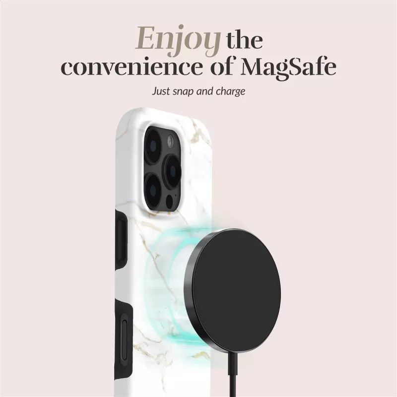 MIO White Marble Magsafe Case Kompatibel für iPhone 16 Plus