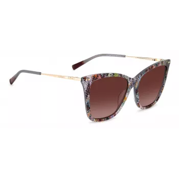 MISSONI Damen Butterfly-Sonnenbrille MIS0106SX193X - Braun gemusterter Acetatrahmen, braune Verlaufsgläser, UV400-Schutz