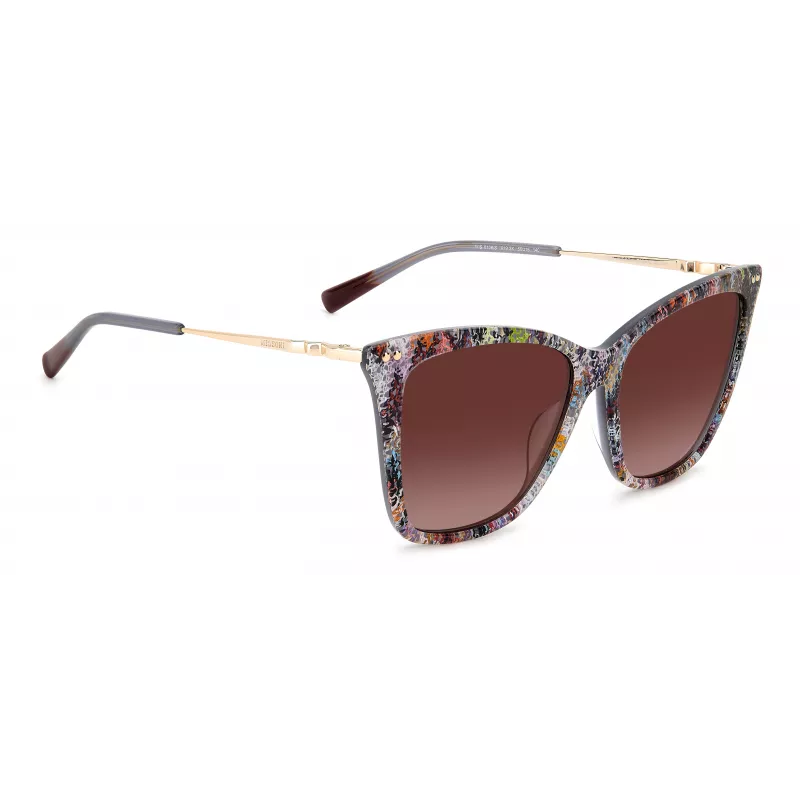 MISSONI Damen Butterfly-Sonnenbrille MIS0106SX193X - Braun gemusterter Acetatrahmen, braune Verlaufsgläser, UV400-Schutz