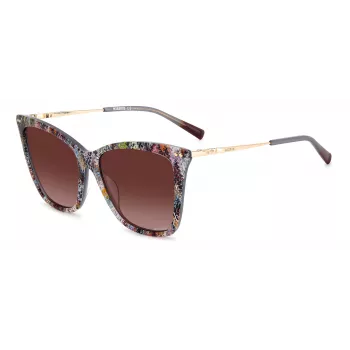 MISSONI Damen Butterfly-Sonnenbrille MIS0106SX193X - Braun gemusterter Acetatrahmen, braune Verlaufsgläser, UV400-Schutz