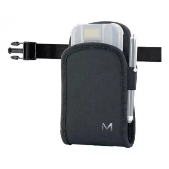 MOBILIS HOLSTER BASIC - Größe S + Gürtel | Universelle Tasche für kleine Geräte mit Gürtelclip und Schlaufe, schwarzes Nylon, Klettverschluss