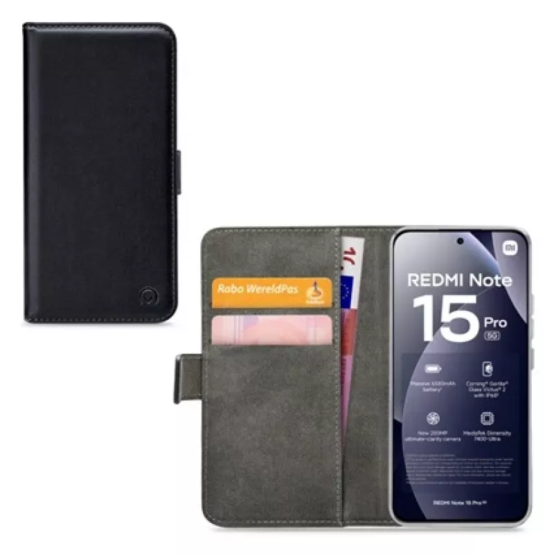 Mobilize Classic Gelly Wallet Book Case für Xiaomi Redmi Note 15 Pro 5G, Schwarz