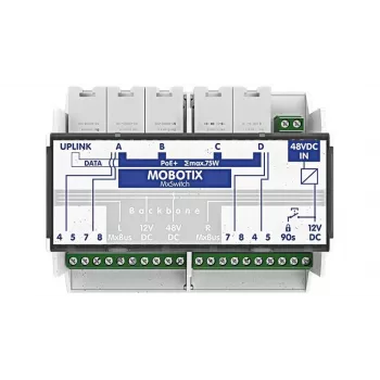 MOBOTIX MX-SWITCH1 - Netzwerk-Switch - 4 x 10/100 (PoE+) - DIN-Schiene
