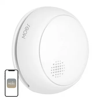 MOES SSD01 ZigBee Smart Photoelektrischer Rauchmelder mit 85dB Sirene, Tuya App-Benachrichtigungen, CR123A Batteriebetrieben, Weiß