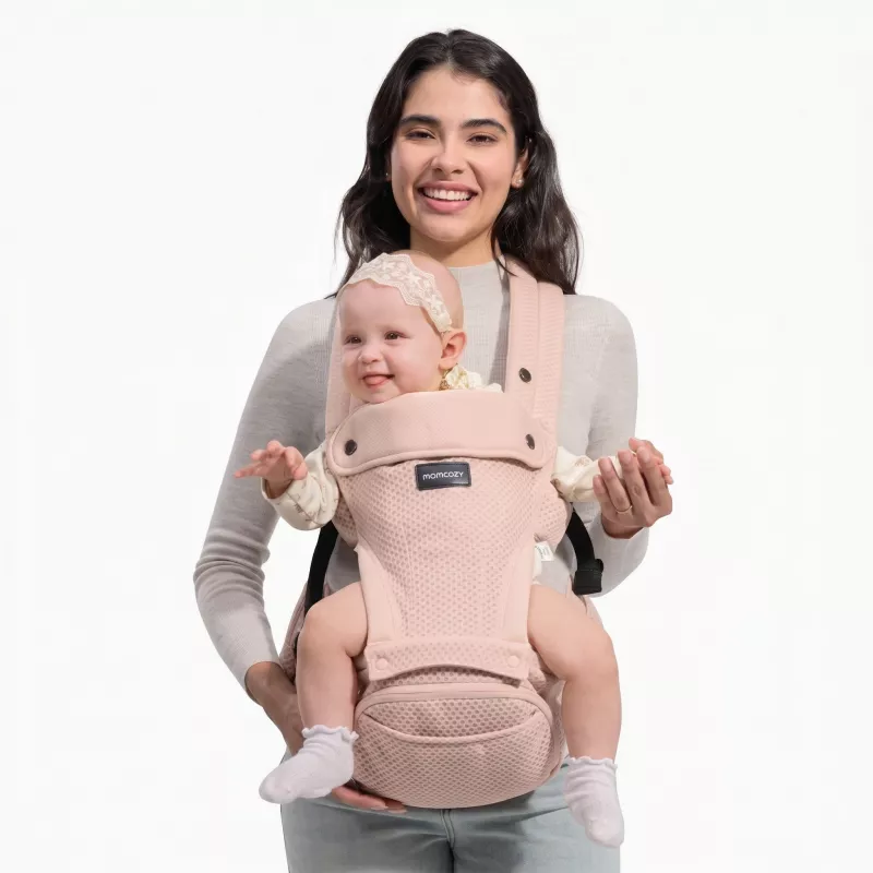 MOMCOZY Babytrage mit Hüftsitz Air Mesh - Pink
