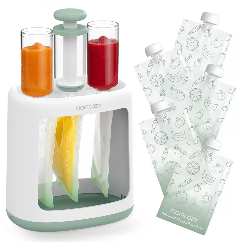 MOMCOZY Babykostzubereiter für Brei-Lagerung, 5-in-1 Dämpfen, Mixen, Pürieren, Auftauen, Aufwärmen, 600ml Tritan-Behälter, 200ml Wassertank, Touchscreen-LCD, BPA-frei, 300W Heizung, 120W Mixen, 120V