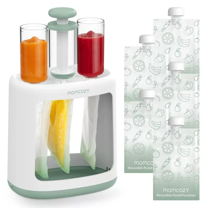MOMCOZY Babykostzubereiter für Brei-Lagerung, 5-in-1 Dämpfen, Mixen, Pürieren, Auftauen, Aufwärmen, 600ml Tritan-Behälter, 200ml Wassertank, Touchscreen-LCD, BPA-frei, 300W Heizung, 120W Mixen, 120V