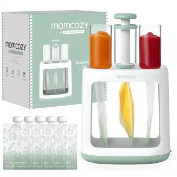 MOMCOZY Babykostzubereiter für Brei-Lagerung, 5-in-1 Dämpfen, Mixen, Pürieren, Auftauen, Aufwärmen, 600ml Tritan-Behälter, 200ml Wassertank, Touchscreen-LCD, BPA-frei, 300W Heizung, 120W Mixen, 120V