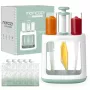 MOMCOZY Babykostzubereiter für Brei-Lagerung, 5-in-1 Dämpfen, Mixen, Pürieren, Auftauen, Aufwärmen, 600ml Tritan-Behälter, 200ml Wassertank, Touchscreen-LCD, BPA-frei, 300W Heizung, 120W Mixen, 120V