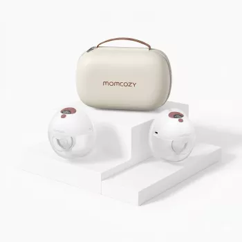 Momcozy M5 Smart Wearable Milchpumpe – Schalen-Milchpumpe, App-Steuerung, kabellos, doppelt, rot