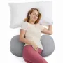 Momcozy PP201 W-förmiges Schwangerschaftskissen, Grau, Ganzkörperunterstützung mit abnehmbarem Jersey-Baumwollbezug