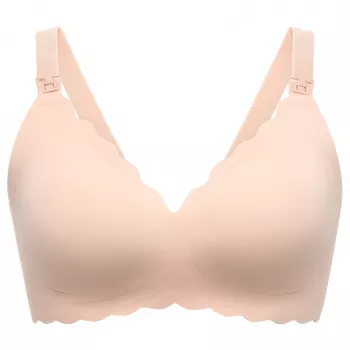 Momcozy YN46 Nahtloser Stütz-BH mit Blumenmuster Still-BH Push-up Beige Größe M