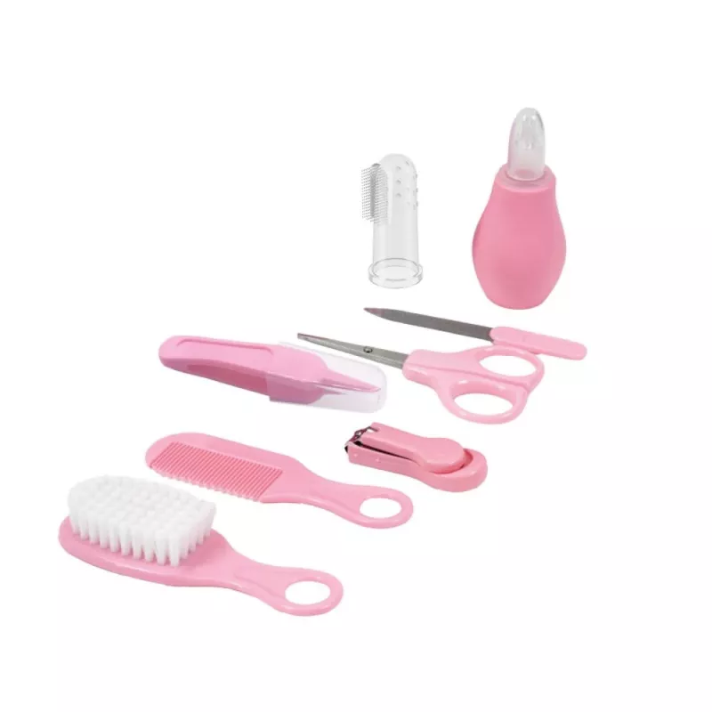 MOMINI Baby Care Kit Pinky - 10-teiliges Neugeborenen-Pflegeset mit Reiseetui
