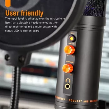 Monkey Banana MICO BK USB-Kondensatormikrofon für Studio und Podcasting